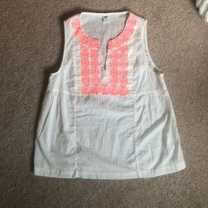 Old Navy Neon Pink and Cream Linen Top